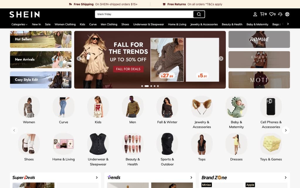 shein.com screenshot